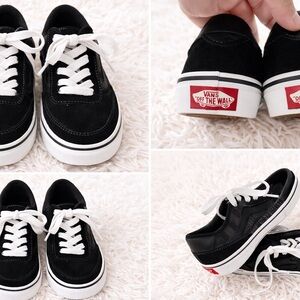 Vans Black Canvas Shoes with White Accents